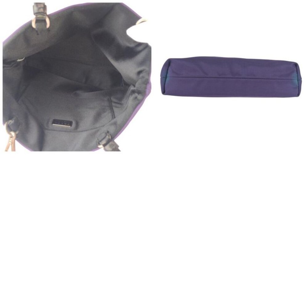 Prada Tessuto Triangle Logo Plate Purple Silver Hardware Nylon Leather Tote - Picture 9 of 9